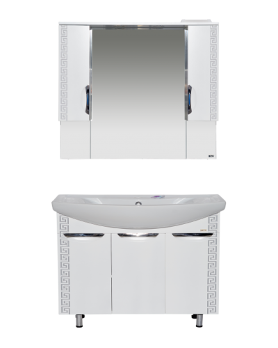 Престиж -105 Тумба прямая белая серебряная  патина