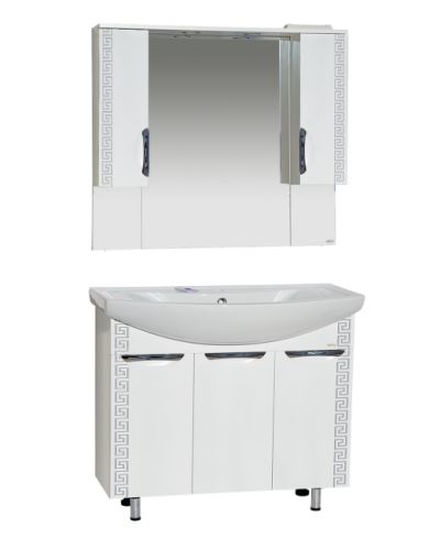 Престиж -105 Тумба прямая белая серебряная  патина