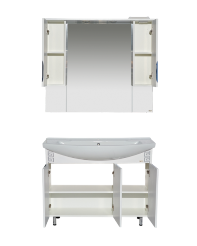 Престиж -105 Тумба прямая белая серебряная  патина