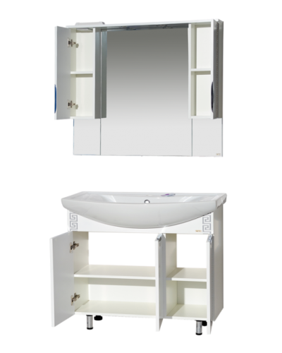 Престиж -105 Тумба прямая белая серебряная  патина