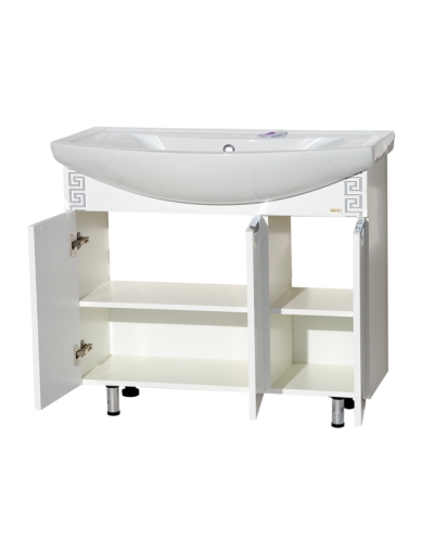 Престиж -105 Тумба прямая белая серебряная  патина