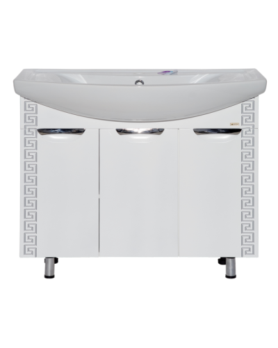 Престиж -105 Тумба прямая белая серебряная  патина