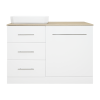Респект -110 Тумба с 3 ящ. под стиральную машину левая (белая ПВХ/Дуб Тиссано)