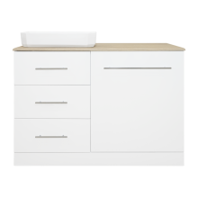 Респект -110 Тумба с 3 ящ. под стиральную машину левая (белая ПВХ/Дуб Тиссано)