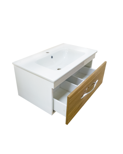 Турин -100 Тумба подвесная орех глянец/белый