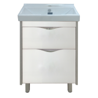 Фест - 60 Тумба 2 ящ. Белая эмаль Стекло