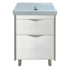 Фест - 60 Тумба 2 ящ. Белая эмаль Стекло