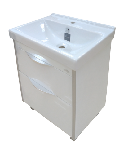 Фест - 80 Тумба 2 ящ. Белая эмаль Стекло