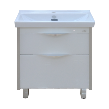 Фест - 80 Тумба 2 ящ. Белая эмаль Стекло