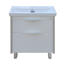 Фест - 80 Тумба 2 ящ. Белая эмаль Стекло