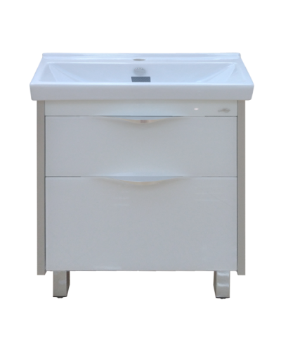 Фест - 80 Тумба 2 ящ. Белая эмаль Стекло