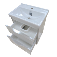 Фест - 80 Тумба 2 ящ. Белая эмаль Стекло