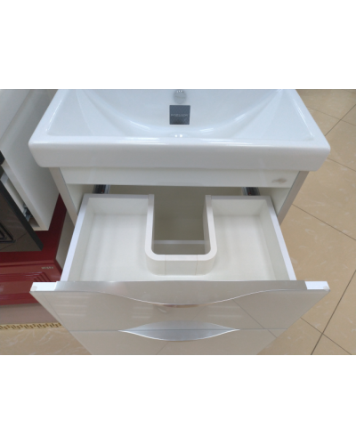 Фест - 80 Тумба 2 ящ. Белая эмаль Стекло