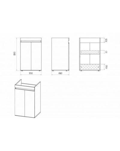 Фостер - 55 Тумба напольная прямая под стиральную машину О