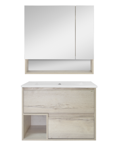 Дунай - 75 Тумба подвесная с 2 ящиками и нишей (цвет Дуб белый)