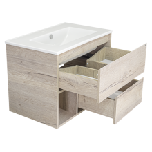 Дунай - 75 Тумба подвесная с 2 ящиками и нишей (цвет Дуб белый)