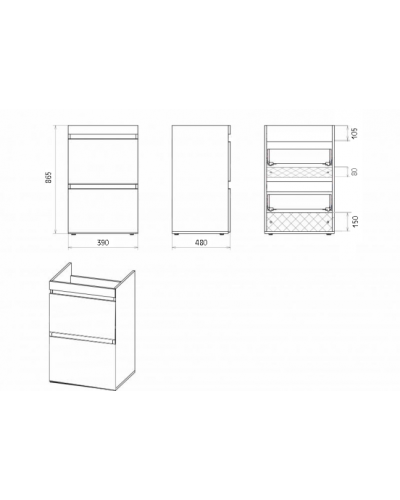 Фостер - 40 Тумба напольная 2 ящ. под стиральную машину, белая