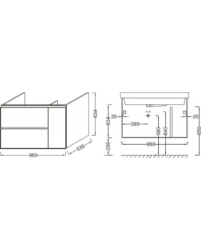 Тумба под раковину Jacob Delafon Soprano 96 EB1334-N18 подвесная Белая