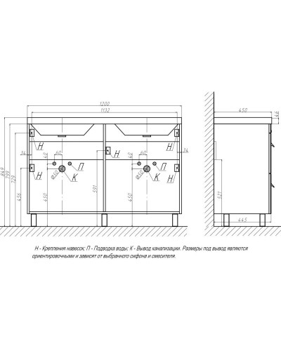 Тумба графит 120 см Velvex Orlando tnORL.120-232