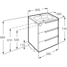 Тумба под раковину Roca Victoria Nord Ice Edition 60 ZRU9302834 подвесная 3 ящика Белый глянец