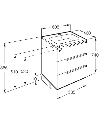 Тумба под раковину Roca Victoria Nord Ice Edition 60 ZRU9302834 подвесная 3 ящика Белый глянец