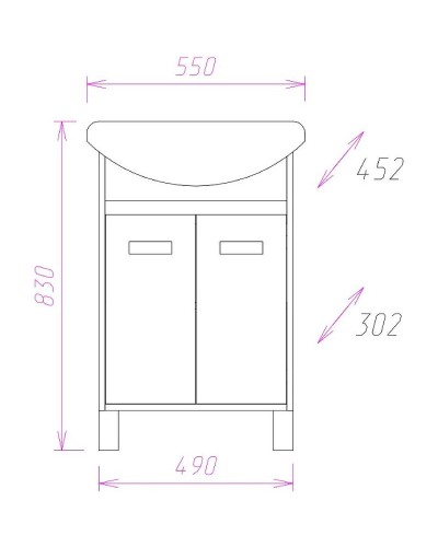 Тумба под раковину Onika Гамма 55 Ясень Венге