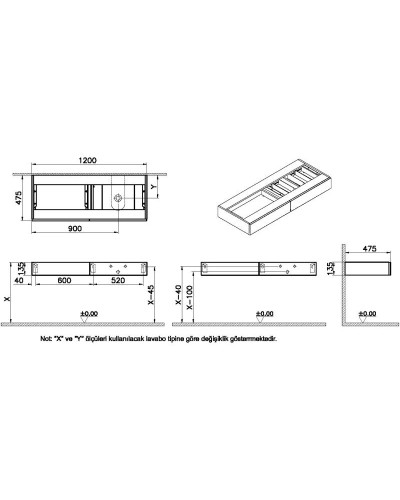 Тумба темный вяз 120 см R VitrA Origin 65683