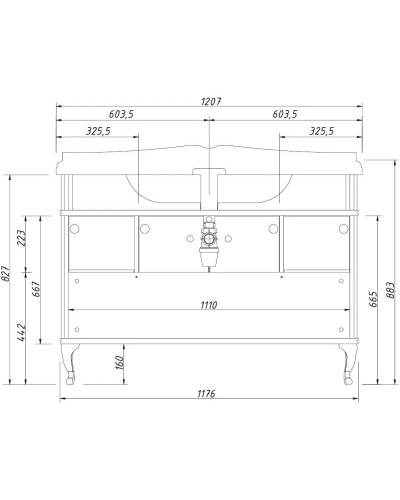 Тумба синий матовый 117,6 см Caprigo Borgo 33416-B136