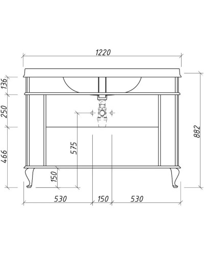 Тумба белый матовый 121 см Caprigo Fresco 10616SN-B016