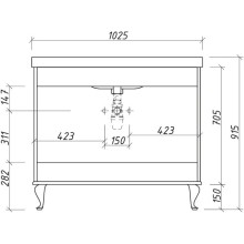 Тумба белый матовый 101,2 см Caprigo Valletta 35314-TP811