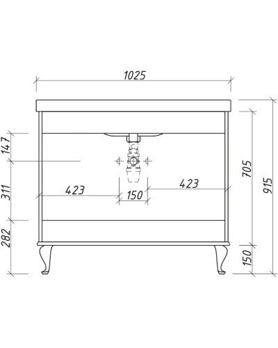 Тумба белый матовый 101,2 см Caprigo Valletta 35314-TP811