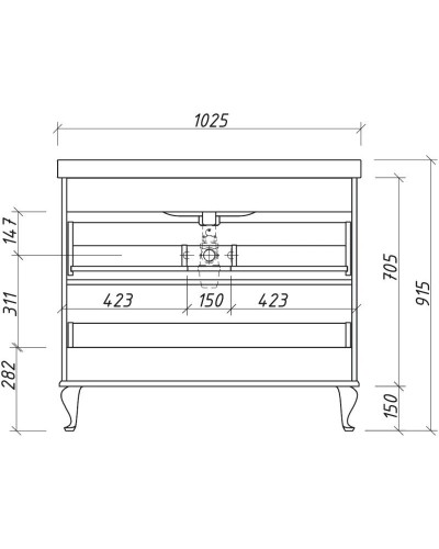 Тумба белый матовый 101,2 см Caprigo Valletta 35319-TP811