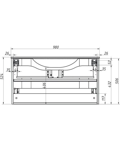 Тумба капучино глянец 96 см Caprigo Nokturn 1315-TP019