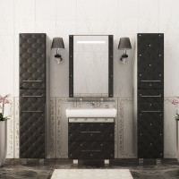 Гранд LUXE - 60 Тумба с 2 ящ. черно/белая кожа CRISTALLO