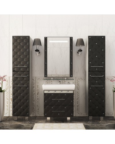 Гранд LUXE - 60 Тумба с 2 ящ. черно/белая кожа CRISTALLO