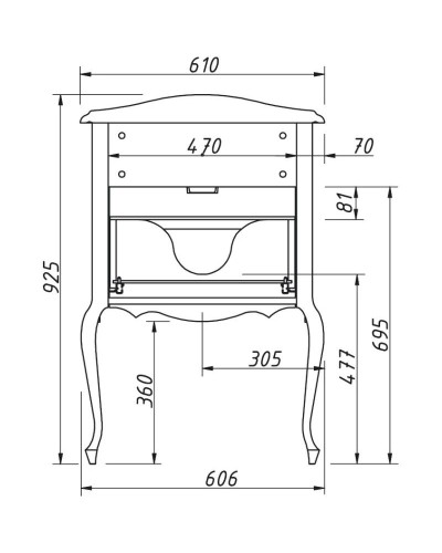 Тумба красный матовый 60,6 см Caprigo Bourget 11010-B014