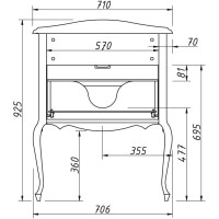 Тумба красный матовый 70,6 см Caprigo Bourget 11011-B014