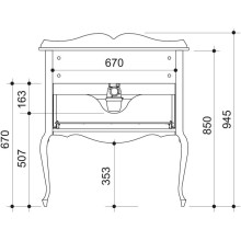 Тумба черный матовый 80,6 см Caprigo Bourget 11012-B042
