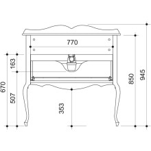 Тумба черный матовый 90,6 см Caprigo Bourget 11013-B042