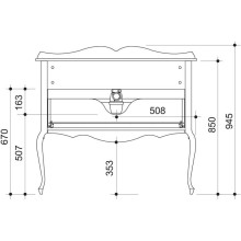 Тумба черный матовый 101,6 см Caprigo Bourget 11014-B042