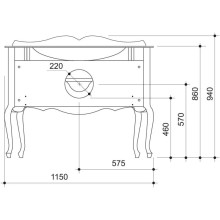 Тумба черный матовый 115 см Caprigo Bourget 11016-B042