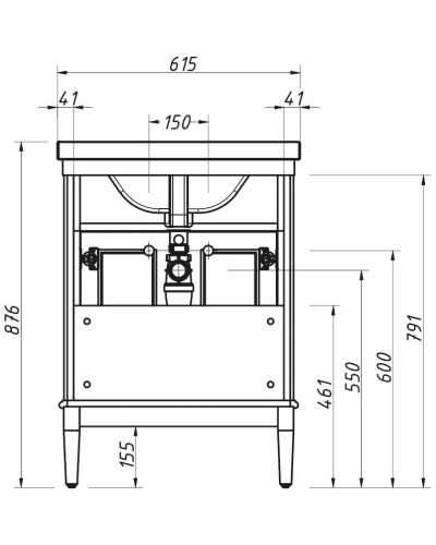 Тумба черный матовый 58,6 см Caprigo Jardin 10410A-B032