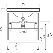 Тумба синий матовый 70,3 см Caprigo Jardin 10411A-B036
