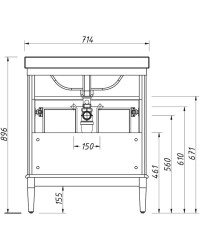 Тумба синий матовый 70,3 см Caprigo Jardin 10411A-B036