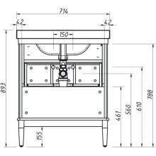 Тумба антарктида 70,3 см Caprigo Jardin 10422-L817