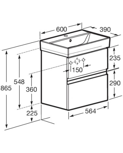 Тумба белый глянец 56,4 см Roca Oleta A857639806