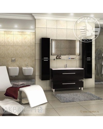 Тумба МАДРИД 120 M черный глянец Акватон 1A168701MA950