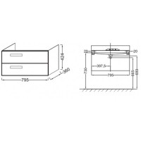 Тумба под раковину Jacob Delafon Rythmik 80 EB1302-E70 подвесная Арлингтонский дуб