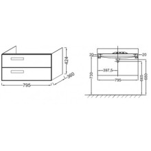 Тумба под раковину Jacob Delafon Rythmik 80 EB1302-E70 подвесная Арлингтонский дуб