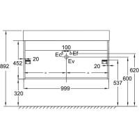 Тумба белый глянец/черный матовый 99,9 см Jacob Delafon Vivienne EB1668-J5-J53